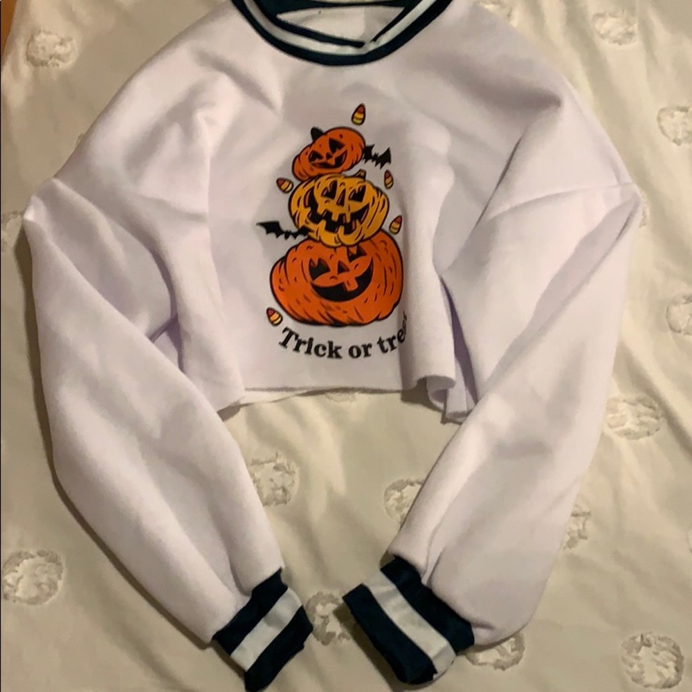 vintage cropped halloween crew neck